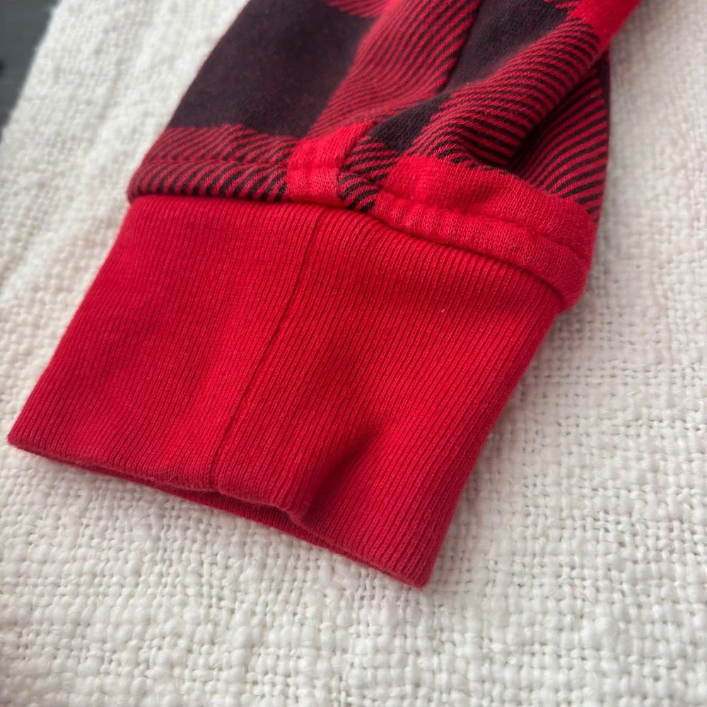Gap Kids Boys Red Black Buffalo Plaid Sherpa Lined Full Zip Hoodie Size M 8